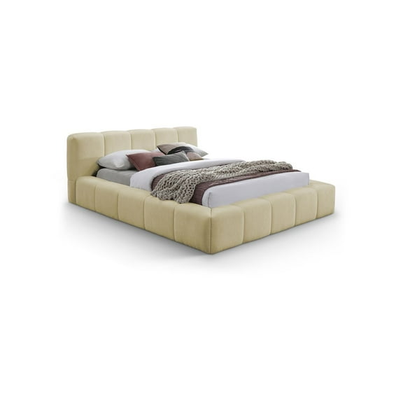 Meridian Furniture Carlin Beige Chenille Fabric Queen Bed