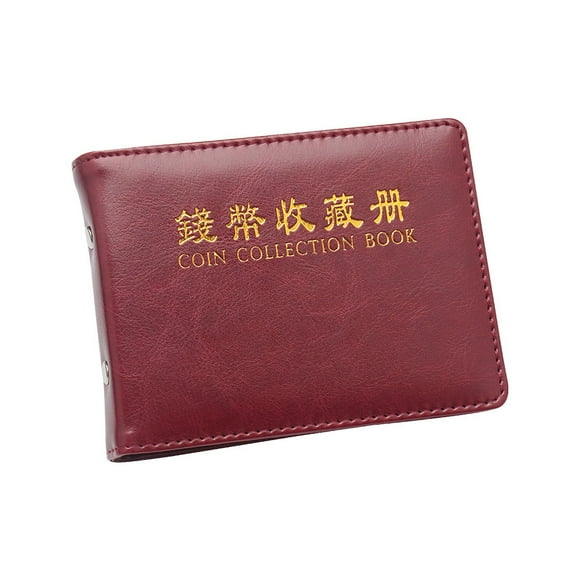 Advancent Libro de almacenamiento de monedas, álbum de colección de cuero de 60 bolsillos, portamonedas transparente reutilizable portátil, Almacenamiento y organización del hogar Rojo Advancent HA073999-02