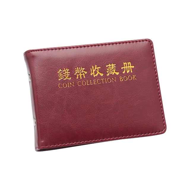 Bewildely Libro de almacenamiento de monedas, álbum de colección de cuero de 60 bolsillos, portamonedas transparente reutilizable portátil, Almacenamiento y organización del hogar Rojo Bewildely HA073999-02