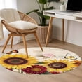 thumbnail image 4 of Round Rugs 3Ft, Sunflower Round Area Rug Washable Indoor Throw Carpet, Farmhouse Rose Floral Vintage Butterfly Small Non Slip Circle Rug for Bedroom Living Room Home Decor Aesthetic, 4 of 8