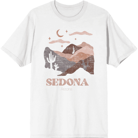 Adventure Society Sedona Arizona Crew Neck Short Sleeve Adult T-shirt-Medium-White
