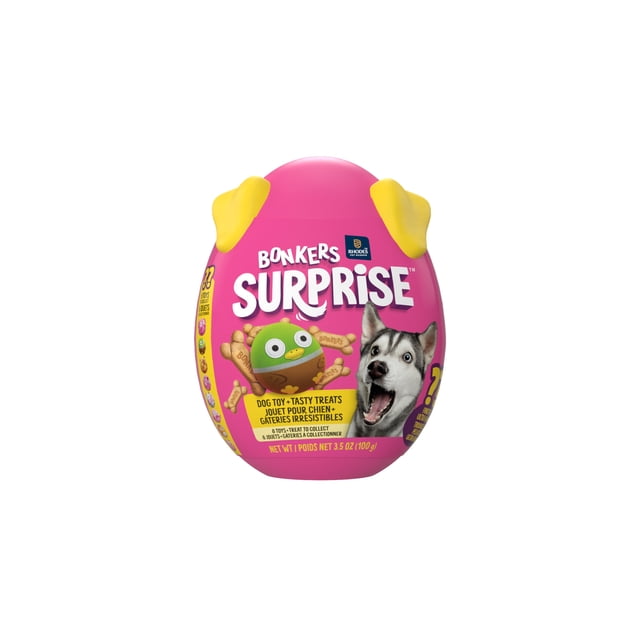BONKERS Surprise Chicken Flavoured Dry Biscuit Crunchy Dog Treats With Toy Surprise, 100g