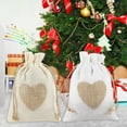 thumbnail image 3 of 20Pcs Christmas Burlap Gift Bag with Drawstring  Heart Wrapping Bag Reusable Linen Candy Pouch Gift Bag for Christmas Wedding Birthday Party - 10x14cm, 3 of 10