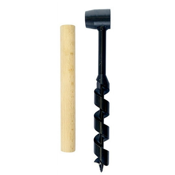 25mm Manual Survival Drill Bit Woodworking Hole Saw Bit with Wooden Stick Hand Auger, Hand Wood Auger Drill Bit