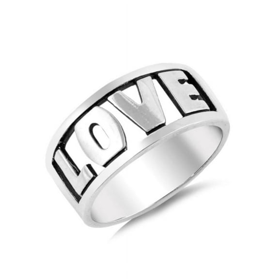 LOVE Word Ring Cutout, Sterling Silver 925