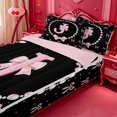 thumbnail image 3 of meiyoeat Pink Cute Bow Zipper Full Size Comforter Sets with Fitted Sheet and 2 Pillowcases For Girls,Kawaii Bowknot Monogrammed J Zipper Bedding Set For Kids,Pink Reversible,4-Piece, 3 of 7