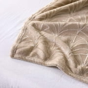 Whale Flotilla Flannel Fleece 90x66 Inch Twin-XL Size Blanket for Bed, Soft Fluffy Velvet Bedspread Coverlet with Decorative Vintage Pattern for All Season, Warm and Lightweight, Champagne