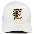 thumbnail image 2 of Daxton Premium Mid Profile Hat Semi Curved Visor White Cap Black Gold Gothic Embroidered, Letter E, 2 of 4