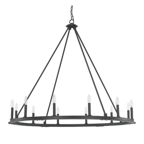 Chandelier 12 Light Black Iron In Urban/Industrial Style 41.5 High By 48 Wide     -Traditional Installation Capital Lighting 4912Bi-000