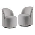 thumbnail image 2 of Furniture of America Jaine Modern Boucle Chenille Curved Back Swivel Dining Side Chair, Light Gray, 2 of 6