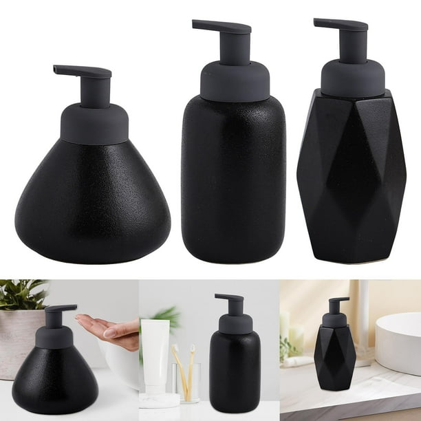 3 Dispensadores de Jabón, Botella Vacía de Cerámica, Contenedor de Lavado a Mano para Baño, Color Negro Macarena Dispensador de loción de jabón