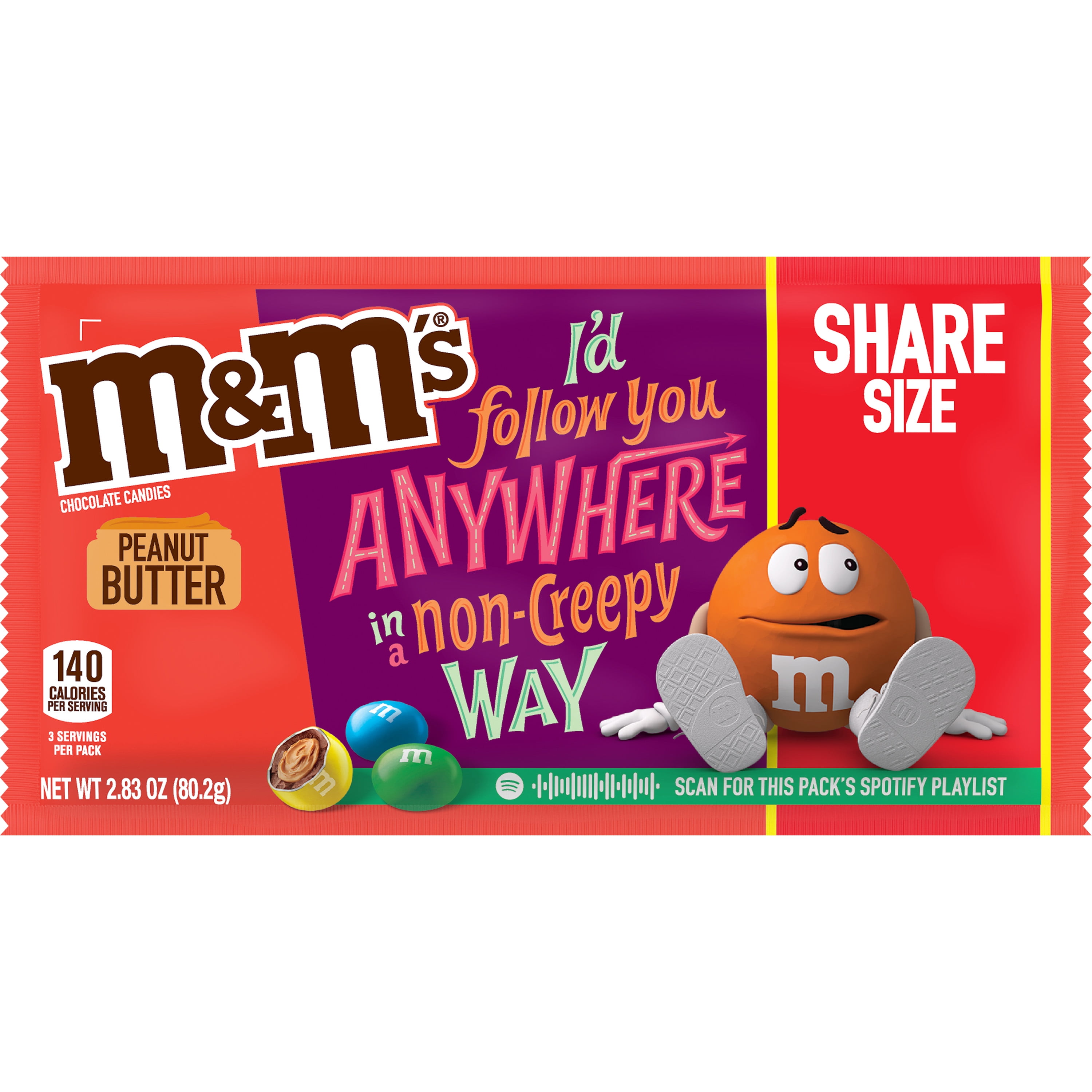 M&M'S Peanut Butter Milk Chocolate Candy, 2.83 Oz Share Size Bag