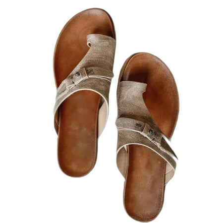 

Colisha Ladies Slides Clip Toe Sandals Beach Flat Sandal Women s Comfort Footbeds Slip On Flip Flops Gray 6.5