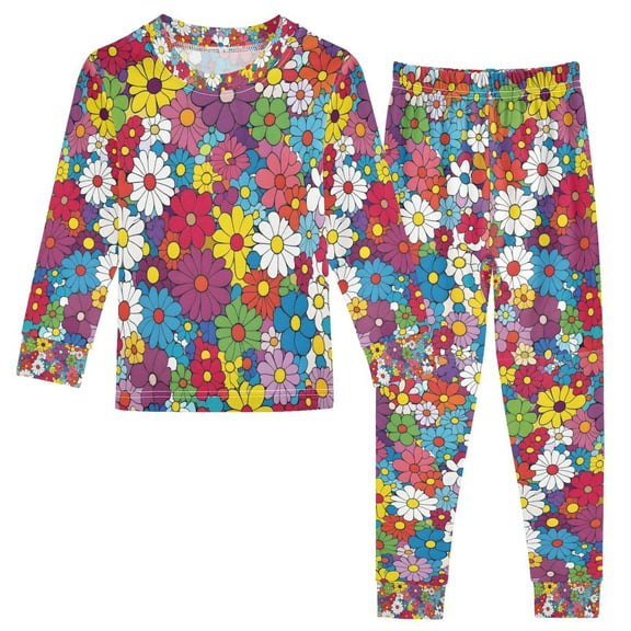 FORMRS Long Sleeve Top and Pants Pajama Set for Niños 2-Piece Sleepwear, Sizes 18M-8Y, Whimsical Floral