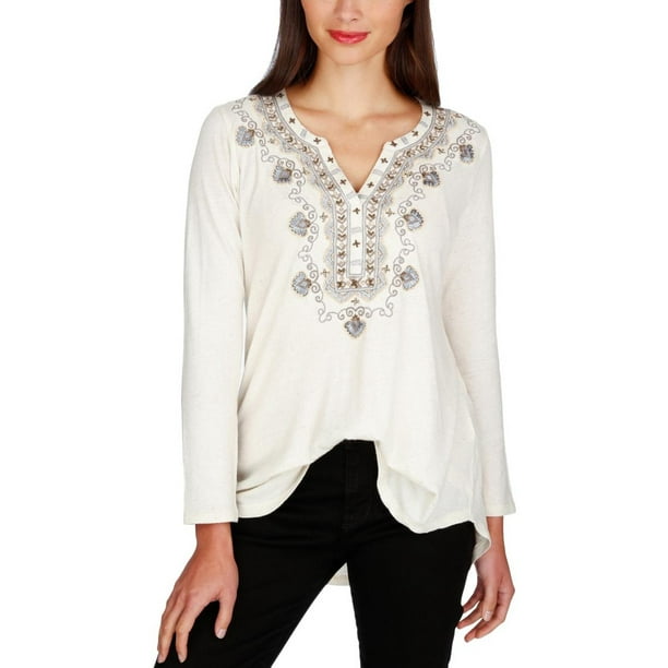 Lucky Brand - Lucky Brand Womens Long Sleeve Embroidered Blouse ...