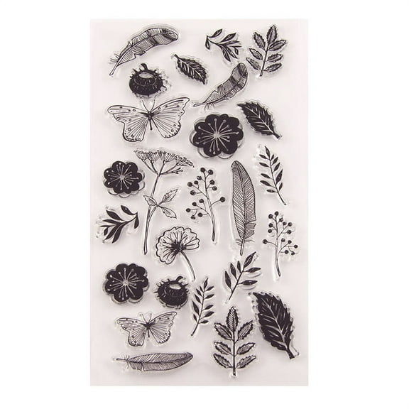 Ouginx Clear Stamps, Leaf Flower Rubber Stamp for Scrapbooking and Card Making Supplies