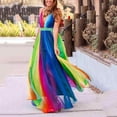 thumbnail image 2 of Women Rainbow Summer Dress Clothes Rainbow Ruffle Strap Dress Backless Sundress-style:style4;, 2 of 5