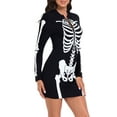 thumbnail image 5 of HDE Women's Skeleton Dress Halloween Costume Long Sleeve Mini Dress Glow In Dark M, 5 of 6