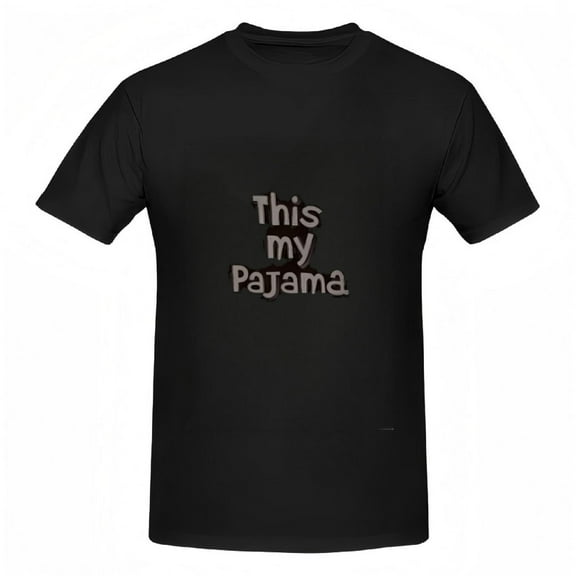 Cotton Short Sleeve T-Shirt for Women - Playful ' This my Pajama ' Design in Light Color on Black Background - Casual Tee Top