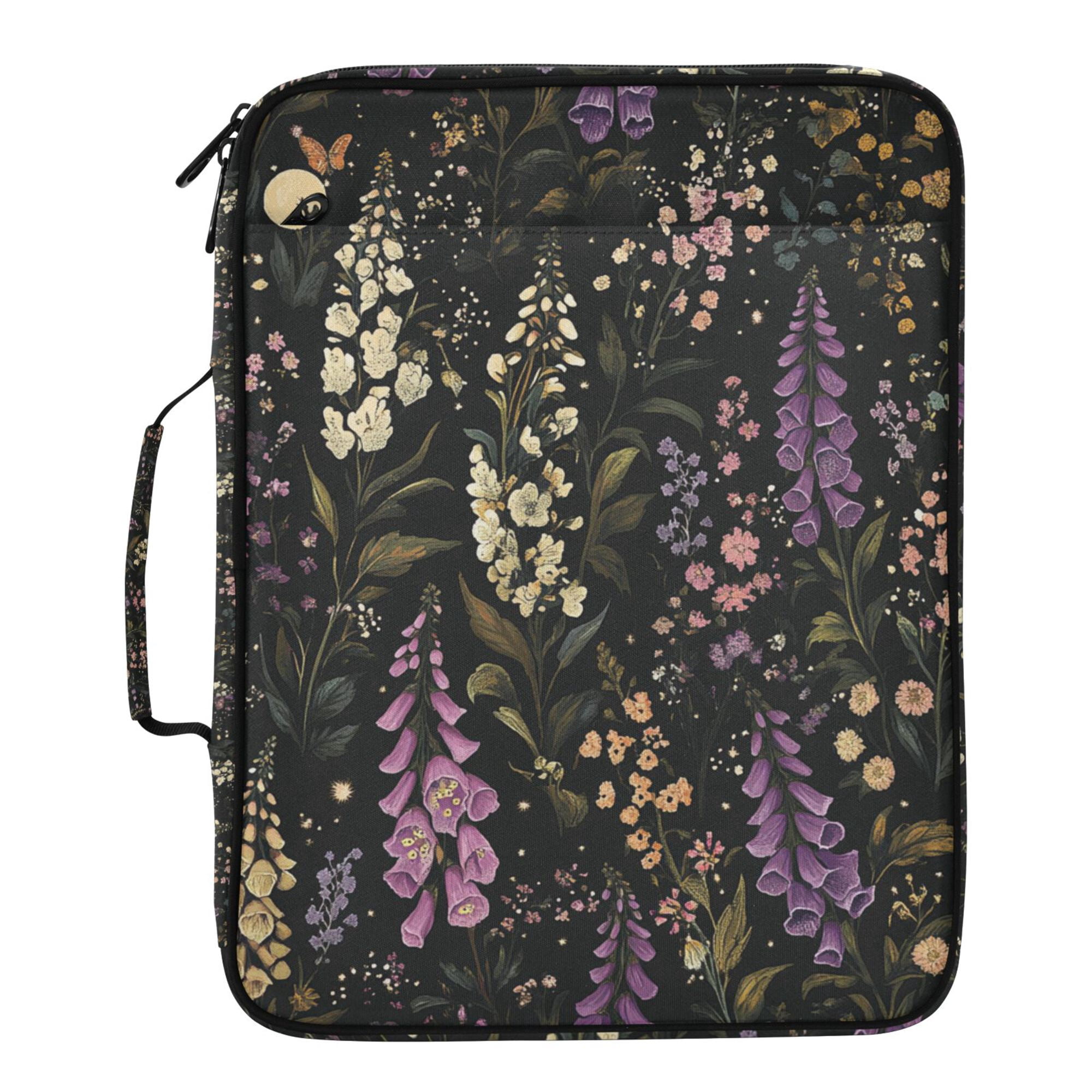 FORMRS Accordion File Folder A4 Size 7-Pocket Expanding Document Organizer Bag with 3 Ring Binder, Purple Floral Pattern