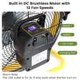 thumbnail image 5 of Roodike Ventilador de piso solar recargable de 12 pulgadas, 18000 mAh 20 W, ventiladores con pilas solares para jardín al aire libre, invernadero, granero, estable, camping, garaje, patio, refrigeraci, 5 of 5
