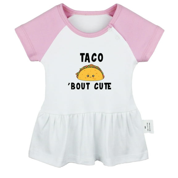 Taco Bout Cute Novelty Dresses For Baby, Newborn Babies Skirts, Infant Princess Dress, 0-24M Kids Graphic Clothes (Pink Raglan Dresses, 0-6 Months)