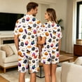 thumbnail image 7 of Button Down Short Sleeve Pajama Top With Chest Pocket For Men Halloween Pumpkin Bat Print Elastic Waist Shorts Set, 7 of 7