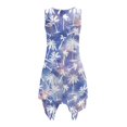 thumbnail image 5 of HELLHERO Side Pockets Ladies Irregular Hem Casual Dress, Tie Dye Palm Print Sleeveless Sundress Polyester Non-Fade Summer Sleeveless Dress Round Neck, 5 of 8