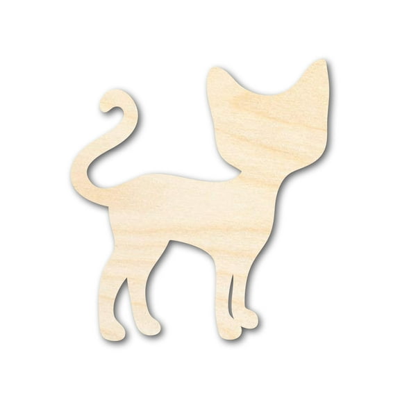Unfinished Wood Cat Silhouette Shape - Craft - up to 46" 6" / 1/4"