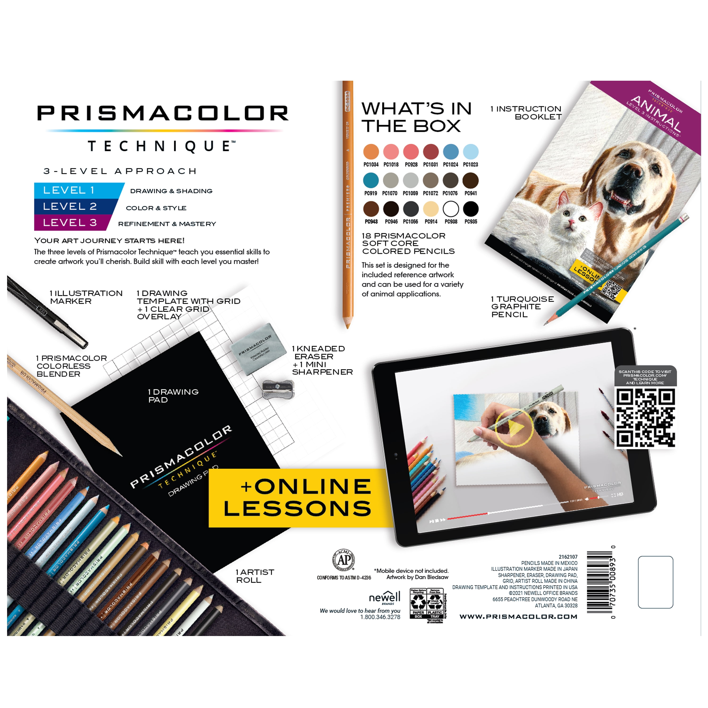 Prismacolor Technique, Art Supplies with Digital Drawings Set, 26 Ct &  Technique, Art Supplies and Digital Art Lessons, Animal Drawings Set, Level  2