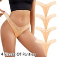 thumbnail image 3 of Gibobby Bragas Regalo de Navidad 4 piezas Paquete de Tanga para dama Calzoncillos Bragas de encaje sexy Ropa interior Bragas Bikini Sólido Calzoncillos para mujer(E,M), 3 of 5