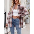 thumbnail image 5 of XCHQRTI Plaid Pocket Shirt for Women Lapel Button Down Blouse Casual Long Sleeve Tops, 5 of 7