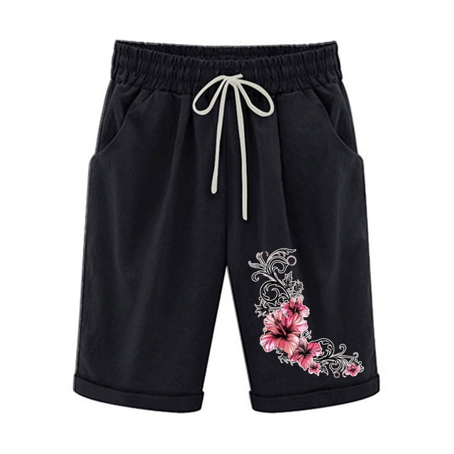 Birdeem Top and Shorts Sets for Women Womens Elastic Waist Printing Drawstring Shorts