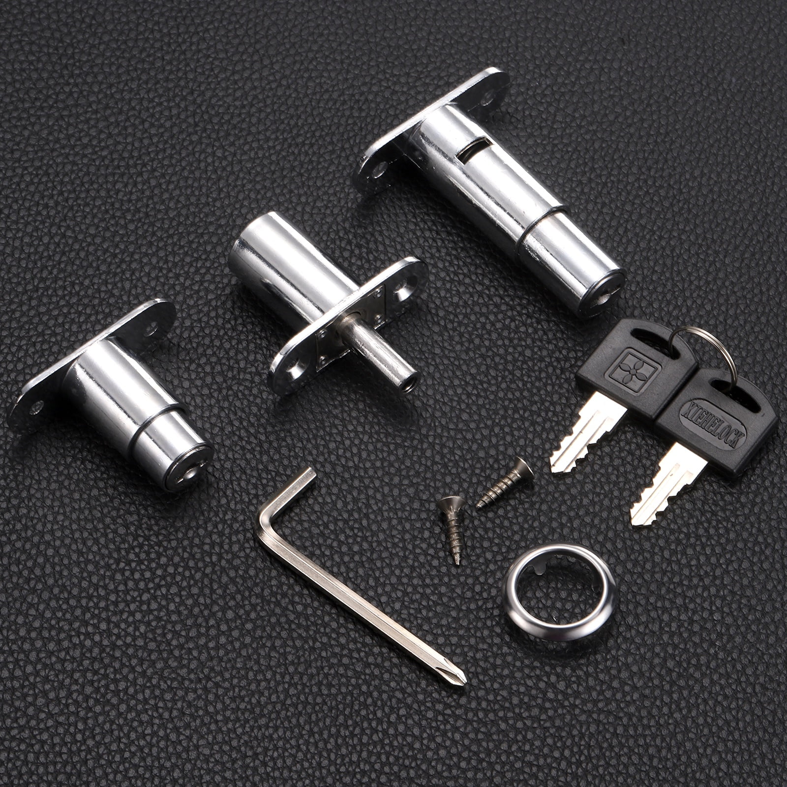 Uxcell Drawer Desk Push Plunger Lock, 6Pcs 7/8" Cylinder Diameter 1-7/16" Cylinder Length Zinc Alloy Sliding Cabinet Locks with Cross Screwdriver Keyed Alike for Wardrobe Drawers
