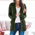 thumbnail image 1 of Pull Hiver Cardigan Manches Longues Boutonnage Ouvert sur le devant avec Poche, 1 of 5