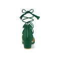 thumbnail image 2 of BLISSFUL STEP Women Pointed Toe Block Heels Lace Up Pumps Emerald Green 10, 2 of 7
