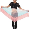 thumbnail image 5 of KHONTS Women's Sparkly Fringed Wrap Skirt Tie Side Sequins Tassel Scarf Waist Towel for Belly Dance Festival Rave Party Pink One Size, 5 of 6