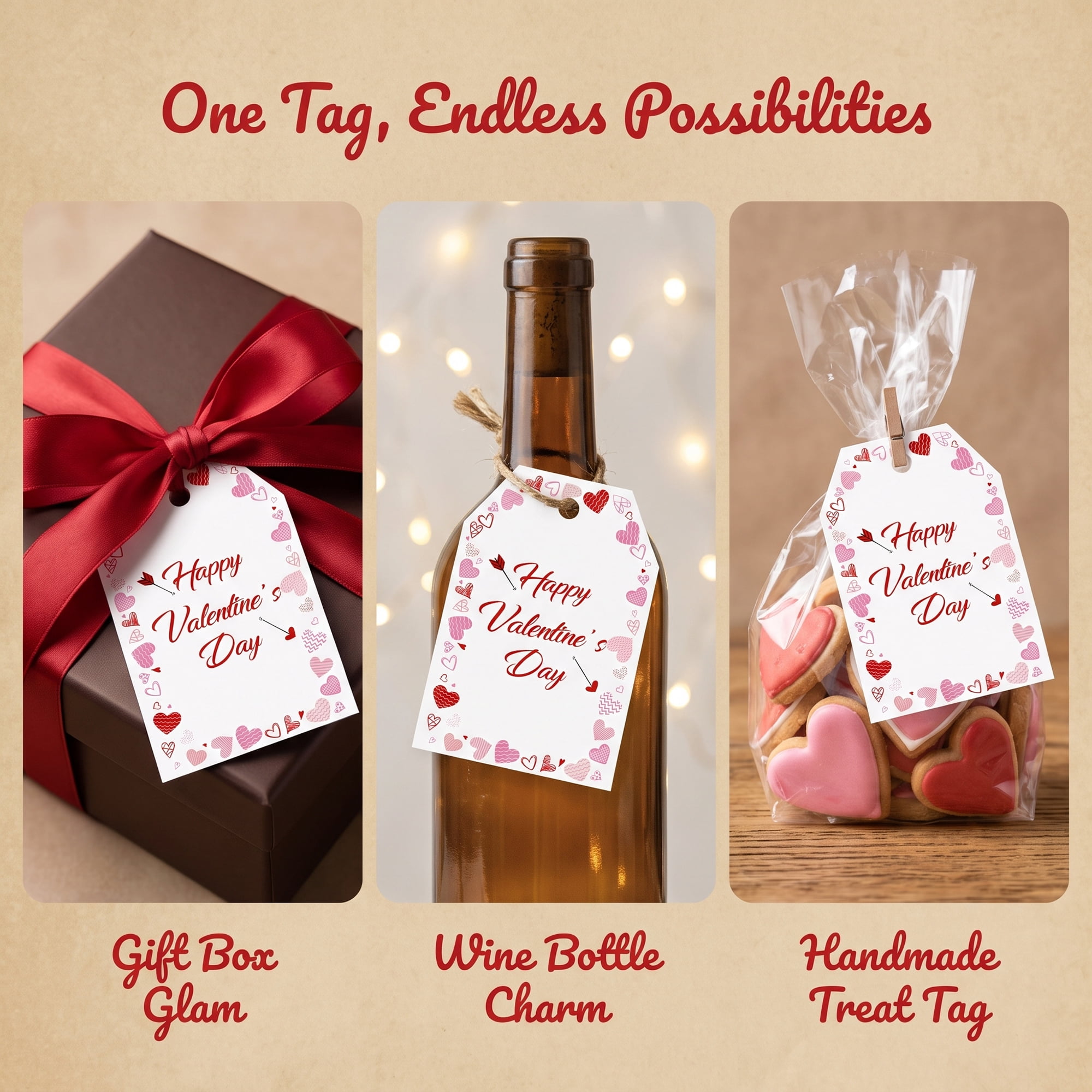 Unique Bargains Gift Tags with Twine for Present Wrapping and Crafting Heart Border 2" x 3.1"