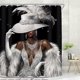 thumbnail image 3 of Cortina de ducha para niña negra y blanca, 60 x 72 pulgadas, moderna, gris y plateada, sin brillo, diseño de vestido afroamericano, cortina de baño de lujo con diamantes, accesorios de baño, 3 of 4