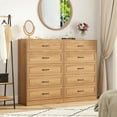 thumbnail image 6 of Vabches Farmhouse 5 Drawer Dresser with Metal Handle, Tall Wood Chest of Drawers for Living Room Bedroom,Yellow, 6 of 8