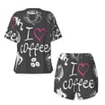 thumbnail image 6 of Wukai I Love Coffee Women's Pajama Set,Short-Sleeve Top and Shorts with Elastic Waistband and Pockets for Loungewear, Yoga, and Casual Wear-X-Large, 6 of 8