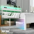 thumbnail image 5 of Satifur Full Bed Frames with Charging Station and LED Lights, Full Size Platform Bed with Wood Headboard & 2-Tier Storage Shelves, No Box Spring Needed, White, 5 of 9