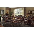 thumbnail image 2 of ACME Versailles Sofa w/7 Pillows, Two Tone Dark Brown Synthetic Leather & Cherry Oak, 2 of 3
