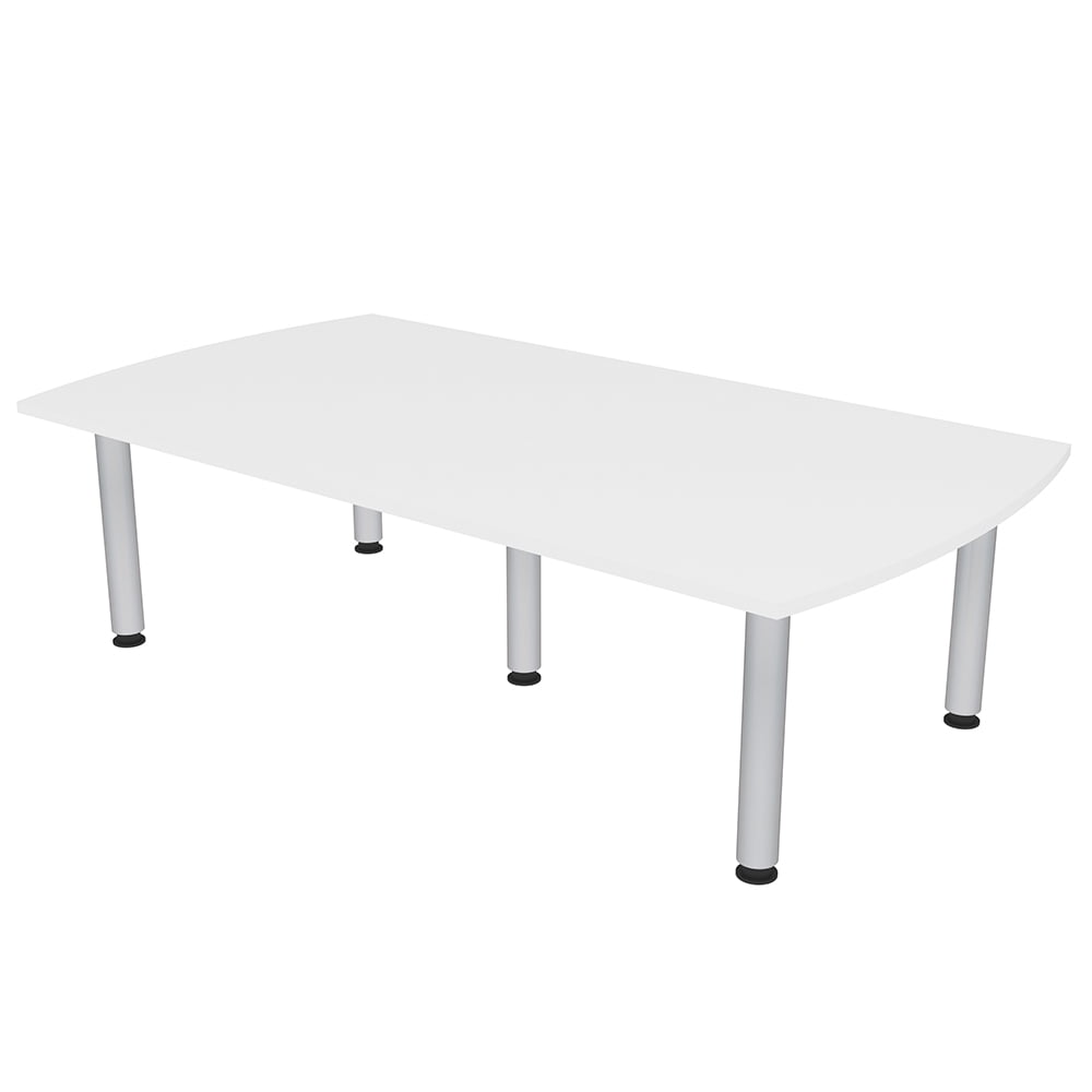 7' Arc Rectangle Conference Room Table Power And Data Silver Post Legs