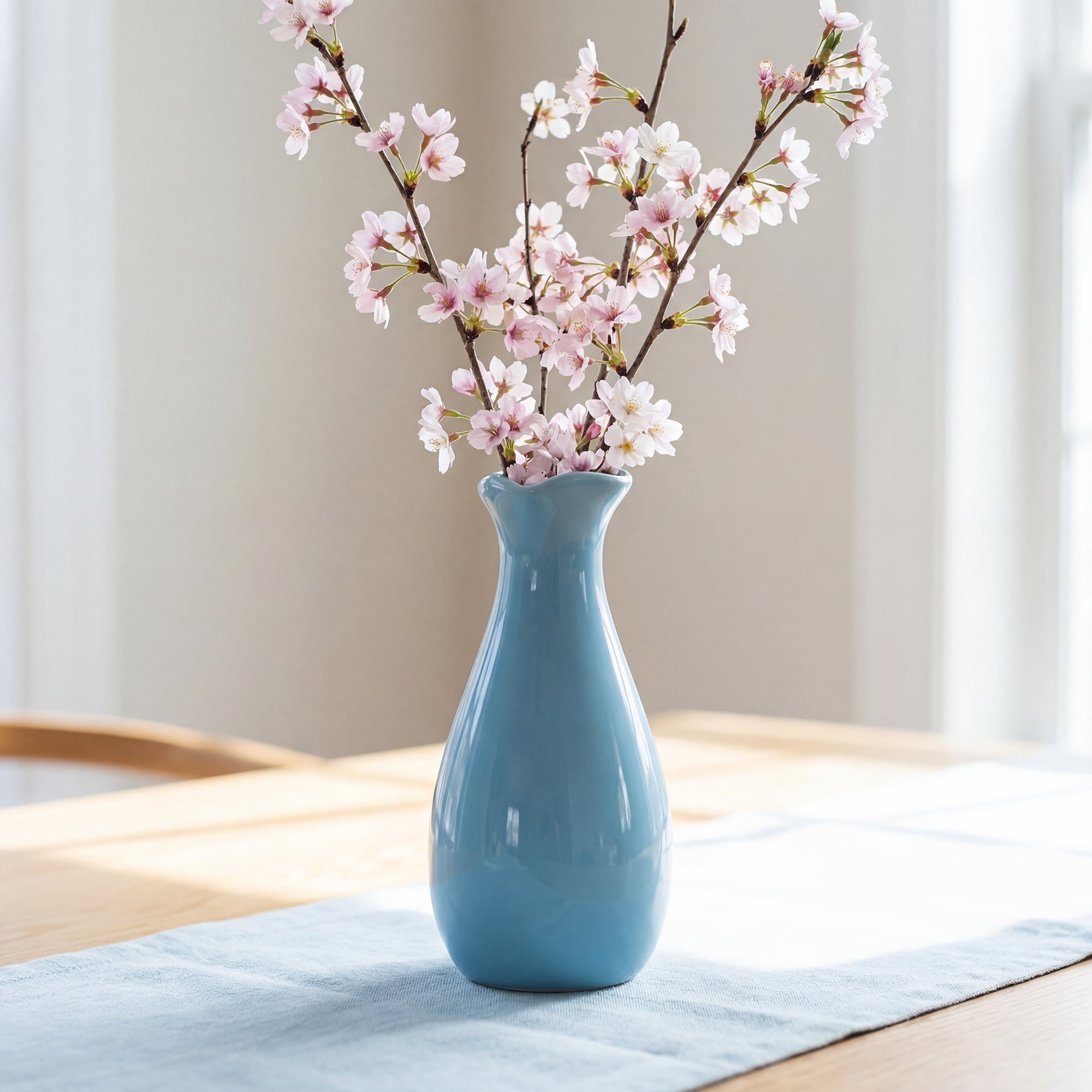 Unique Bargains Small Ceramic Bud Modern Cylinder Vase Blue 2.4"L x 2.4"W x 5.1"H