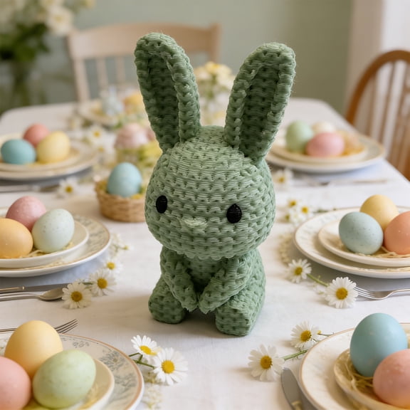 Easter Knitted Rabbits Decoration, Easter Cute Bunny Ornament, Handmade Knit Rabbit, Easter Mother's Day Birthday Gift for Spring Home Farmhouse Decor, Green
