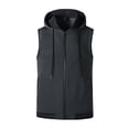 thumbnail image 3 of Ceisia Men's Hooded Zip-Up Sports Vest Summer Sleeveless Athletic Hoodie with Striped Hem Dark Gray XXL Gifts, 3 of 5