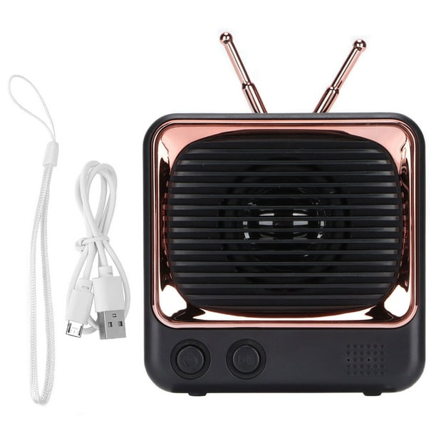 Altavoz BT con forma de TV, inalámbrico, ligero, portátil, minialtavoz de sonido de estilo clásico, color negro