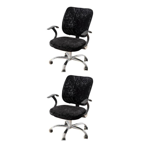 Paquete de 2 fundas para sillas de escritorio Advancent de terciopelo tipo partido Negro