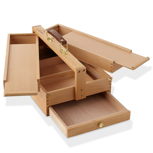 Artist Tool And Brush Storage Box, Wooden Art Supply Storage Box
